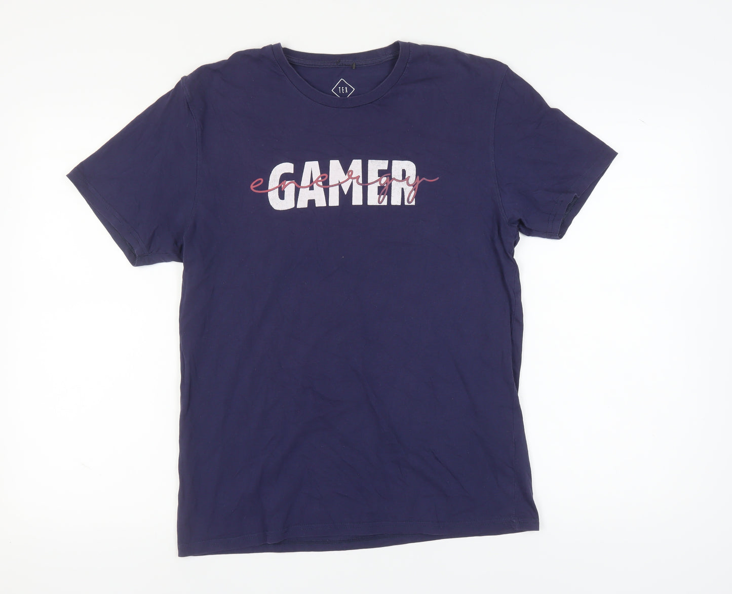 Tex Men's Blue Gamer Graphic T-Shirt, Large