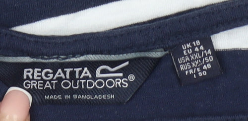 Regatta Women's Blue Striped T-Shirt UK 18