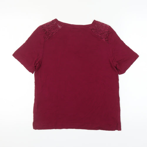 Marks and Spencer Red Women's Basic V-Neck T-Shirt S