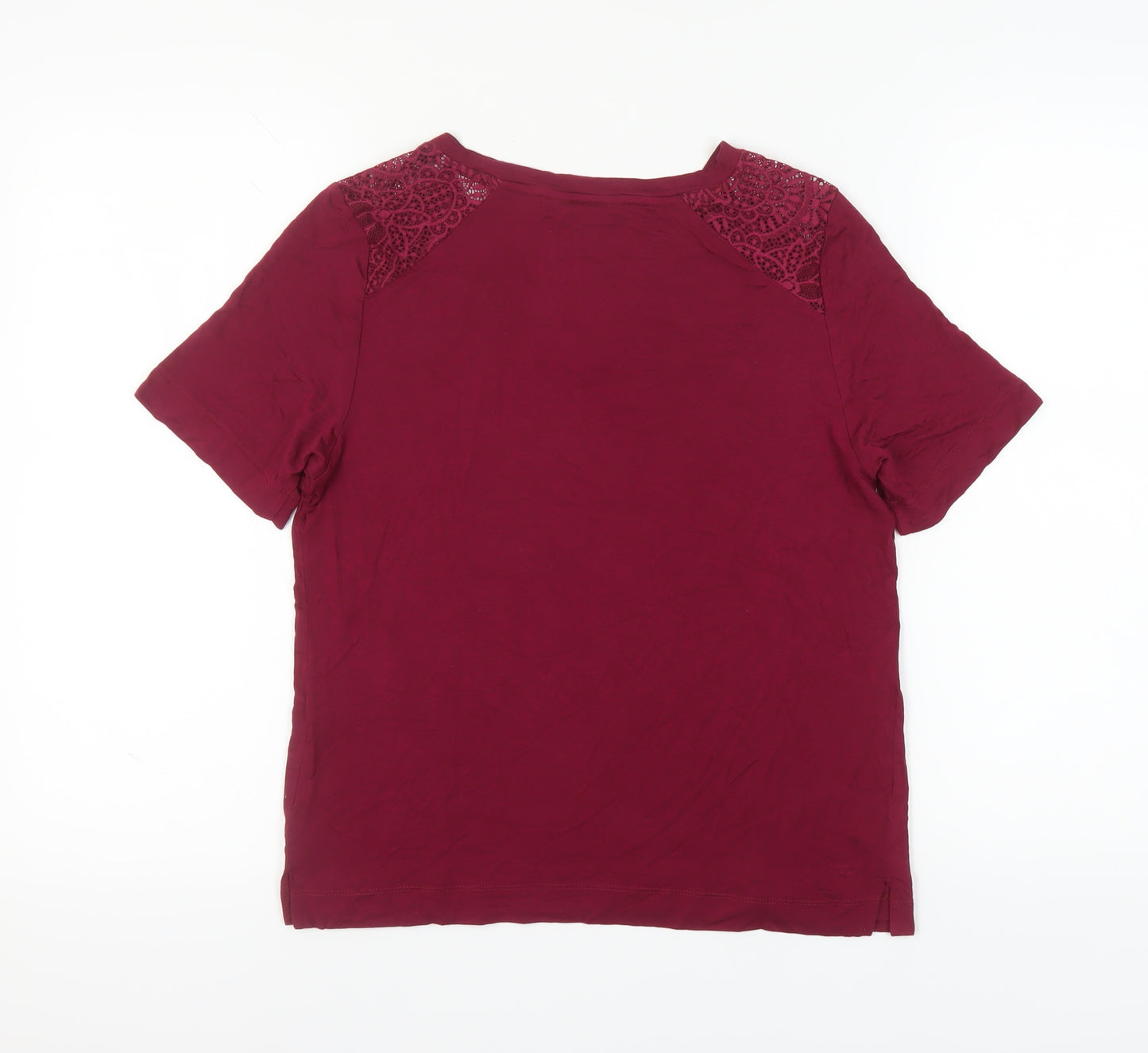 Marks and Spencer Red Women's Basic V-Neck T-Shirt S