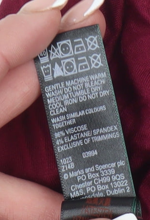 Marks and Spencer Red Women's Basic V-Neck T-Shirt S