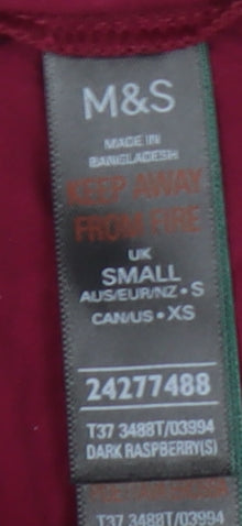 Marks and Spencer Red Women's Basic V-Neck T-Shirt S