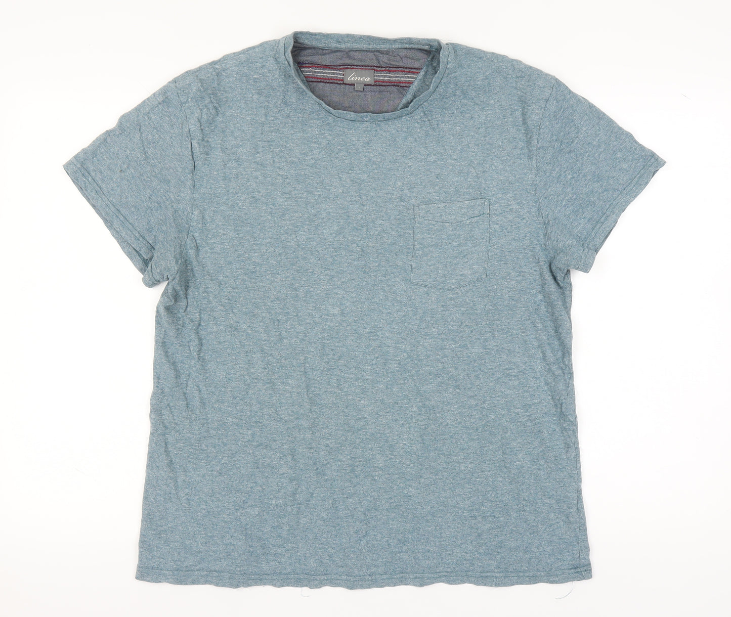 Linea Men's Blue Crew Neck T-Shirt, Size L