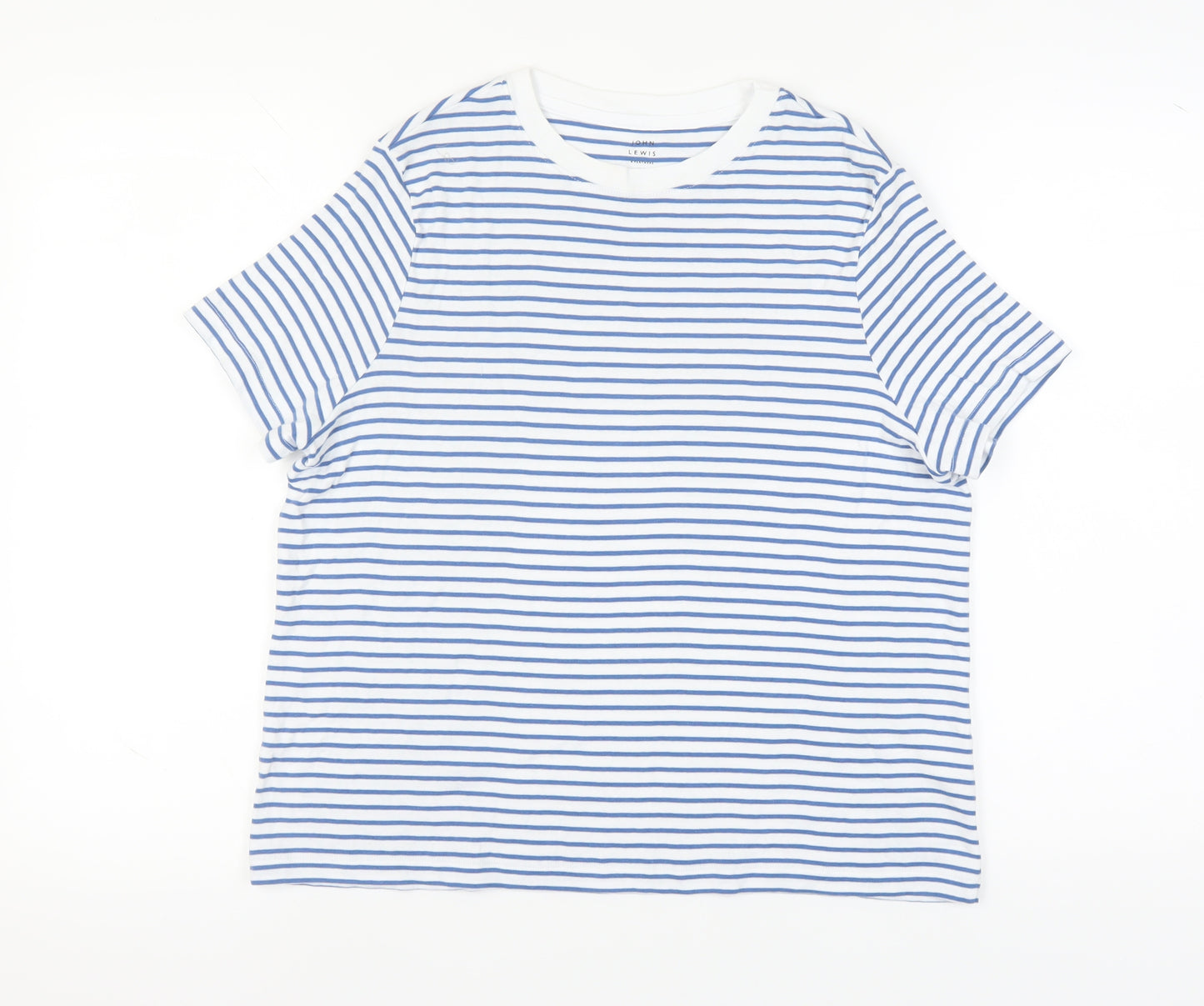 John Lewis Women's White Striped T-Shirt Size 14