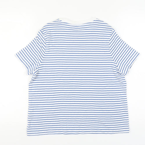 John Lewis Women's White Striped T-Shirt Size 14