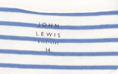 John Lewis Women's White Striped T-Shirt Size 14