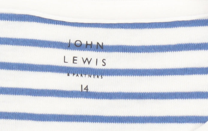John Lewis Women's White Striped T-Shirt Size 14