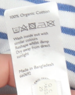John Lewis Women's White Striped T-Shirt Size 14