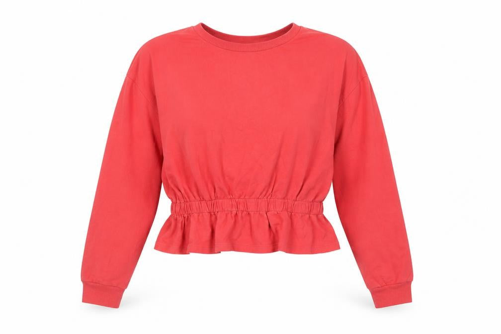 Front view of ASOS Women’s Red Pullover Sweatshirt, size UK 14, Casual