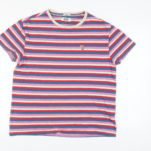 Tommy Jeans Men's Multicoloured Striped T-Shirt M
