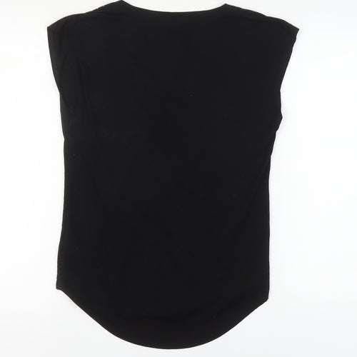 Next Women's Black Scoop Neck Studded T-Shirt Size 8