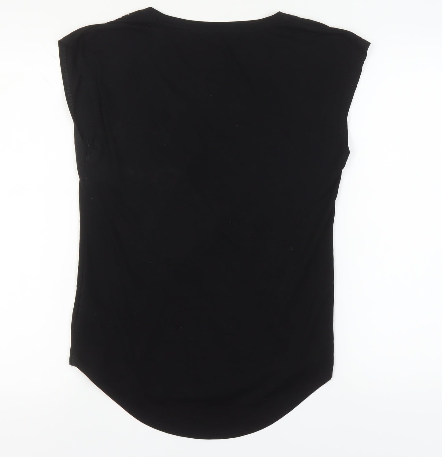 Next Women's Black Scoop Neck Studded T-Shirt Size 8