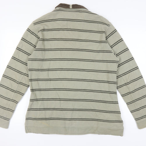 Wolsey Men's Beige Striped 1/4 Zip Sweatshirt M