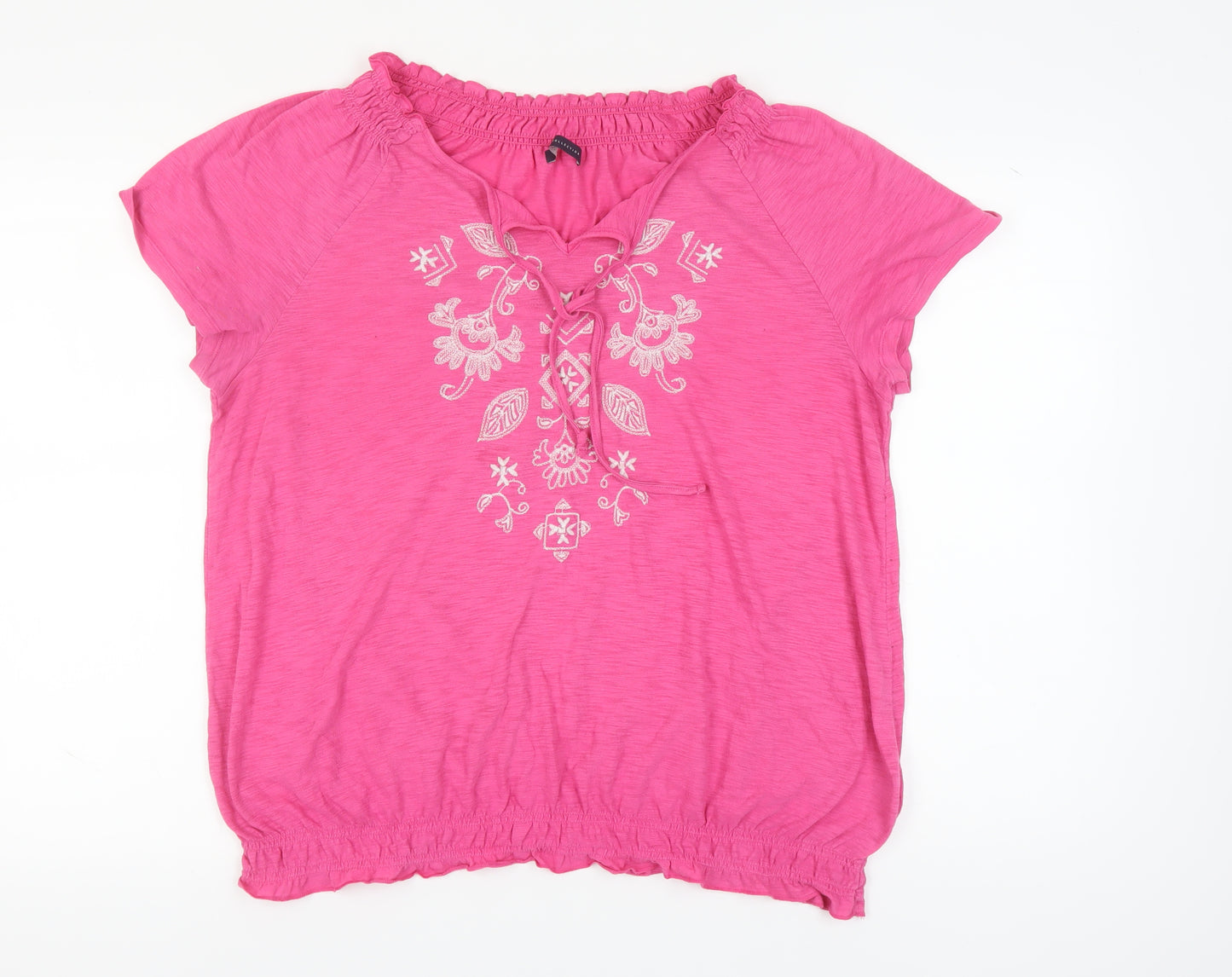 Marks and Spencer Women's Pink Embroidered T-Shirt Size 20