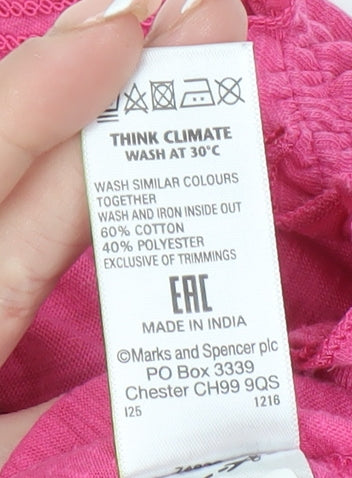 Marks and Spencer Women's Pink Embroidered T-Shirt Size 20