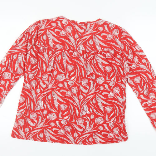 ISLE Women's Red Floral Cotton Blouse, Size L