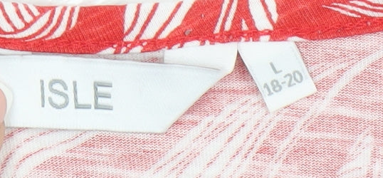 ISLE Women's Red Floral Cotton Blouse, Size L