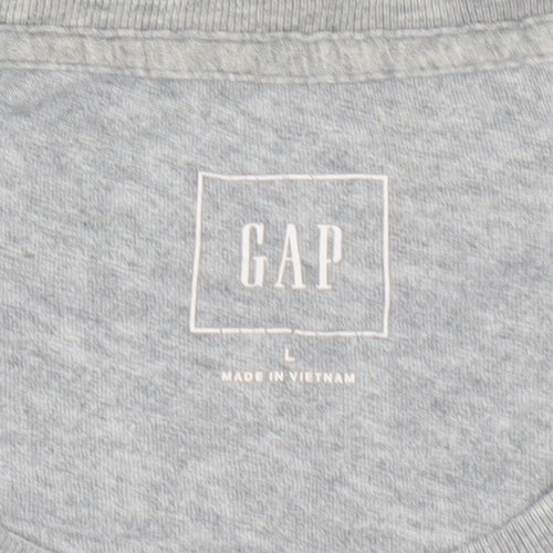 GAP Men's Grey Cotton T-Shirt L - Classic Crew Neck