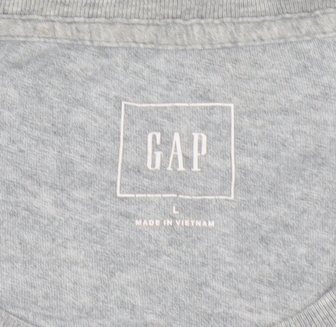 GAP Men's Grey Cotton T-Shirt L - Classic Crew Neck