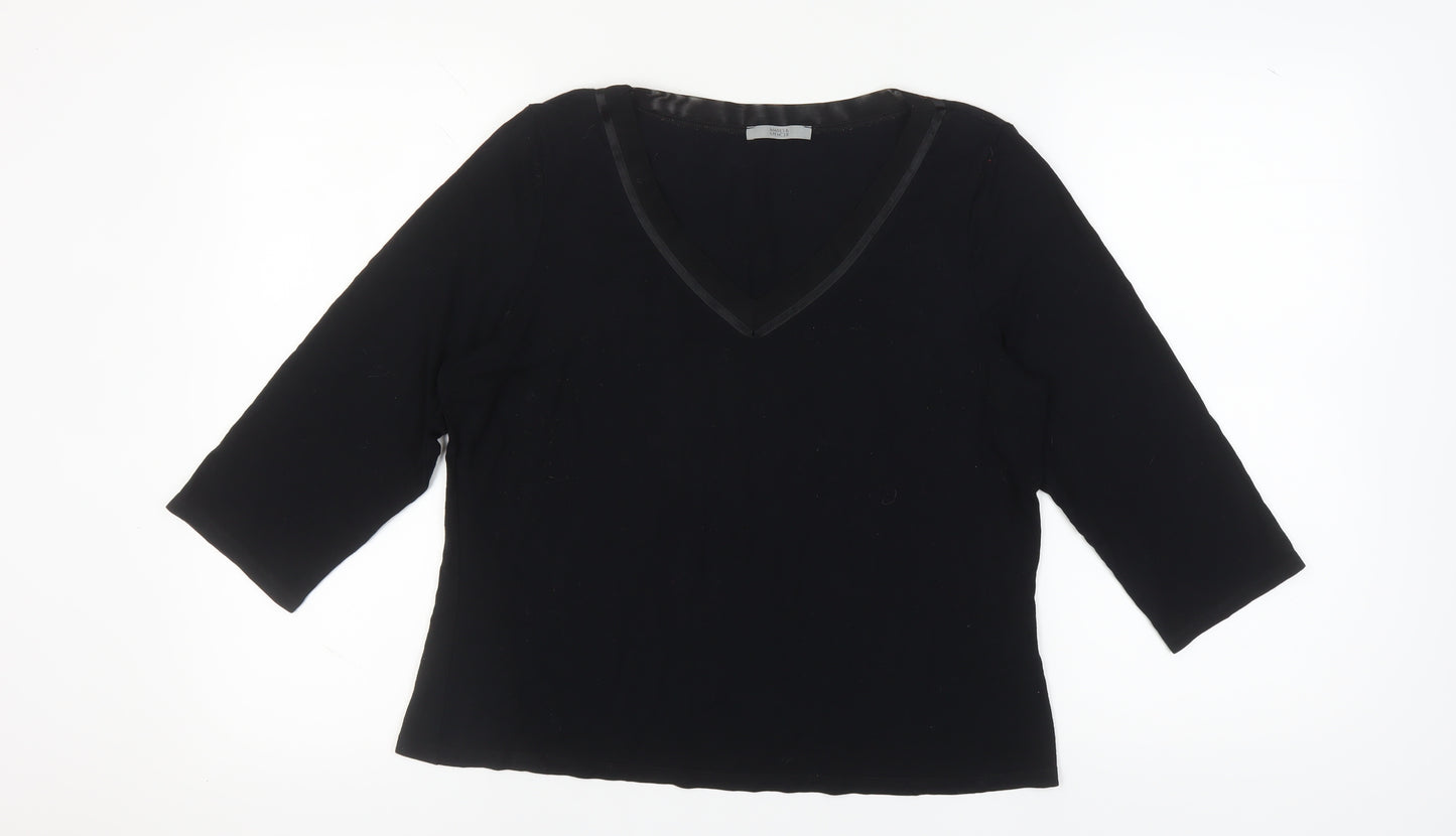 Marks and Spencer Black V-Neck Top Size 18 Women