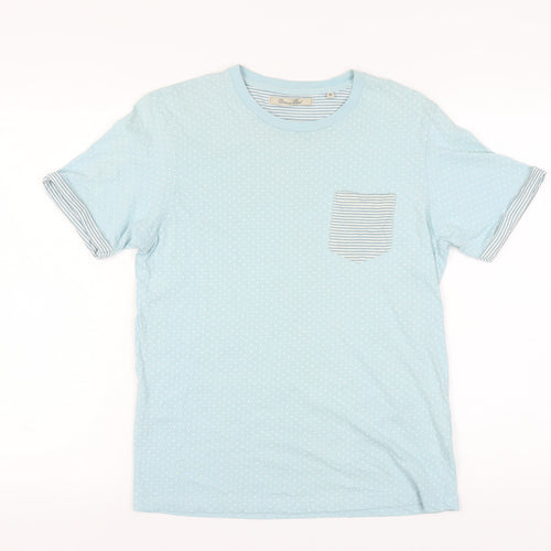 Brave Soul Men's Blue Polka Dot Medium T-Shirt