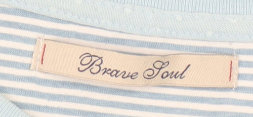 Brave Soul Men's Blue Polka Dot Medium T-Shirt