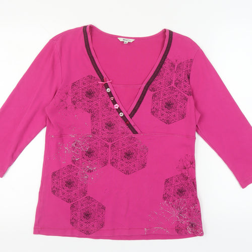 M&Co Women's Pink XL Floral Jersey Blouse