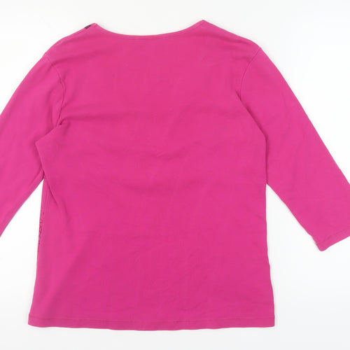 M&Co Women's Pink XL Floral Jersey Blouse