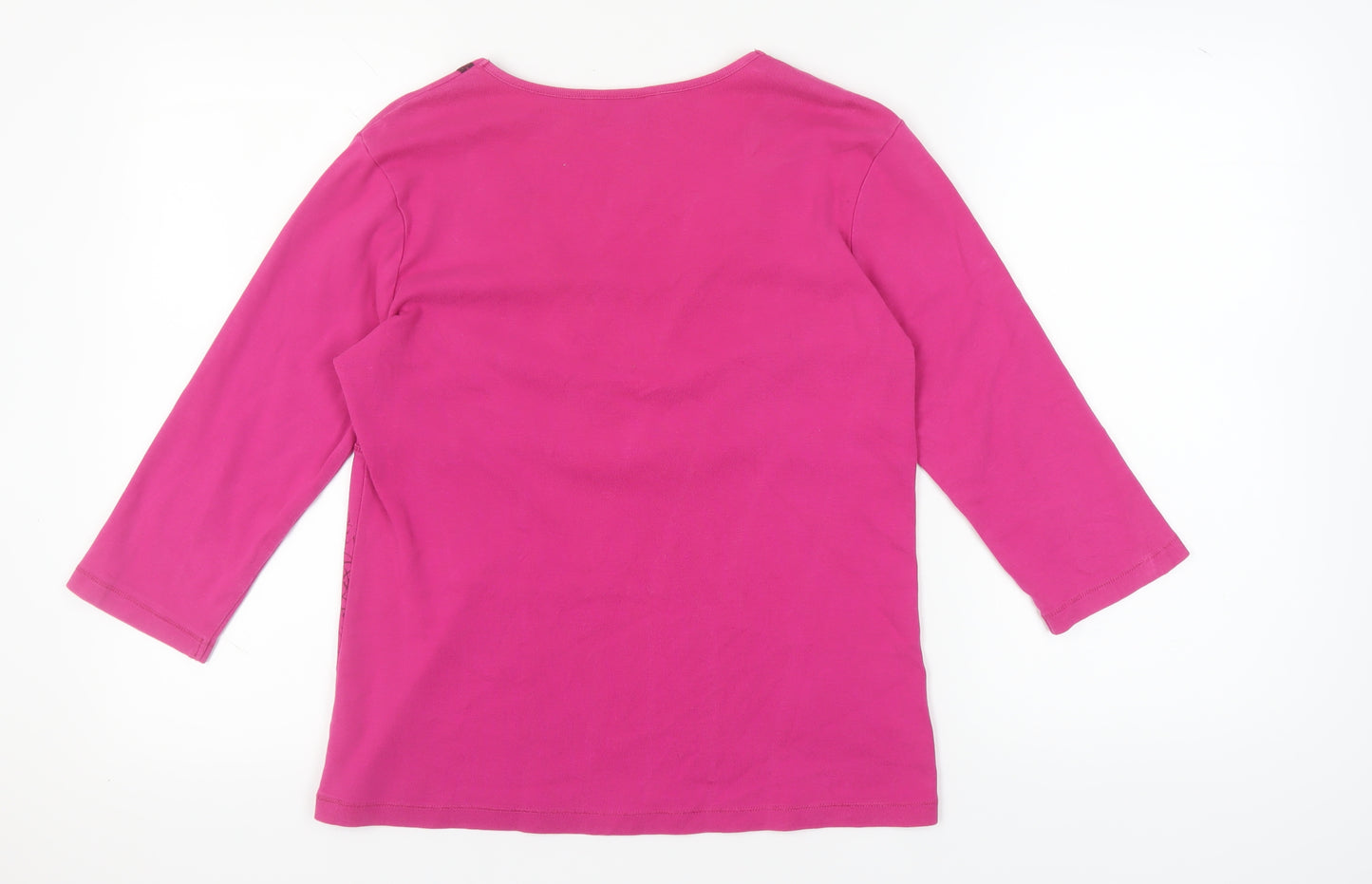 M&Co Women's Pink XL Floral Jersey Blouse