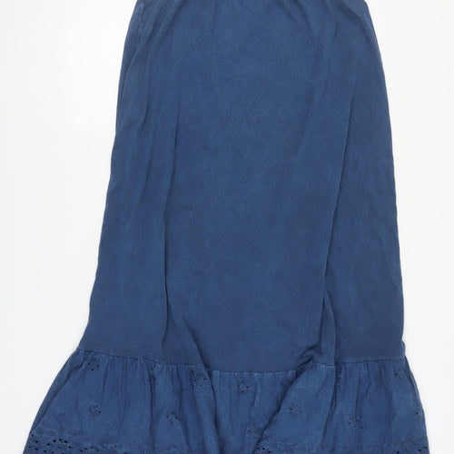 Next Women's Blue Sleeveless Ruffle Dress - Size 8