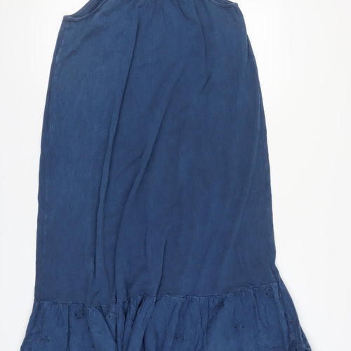 Next Women's Blue Sleeveless Ruffle Dress - Size 8
