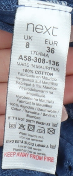 Next Women's Blue Sleeveless Ruffle Dress - Size 8