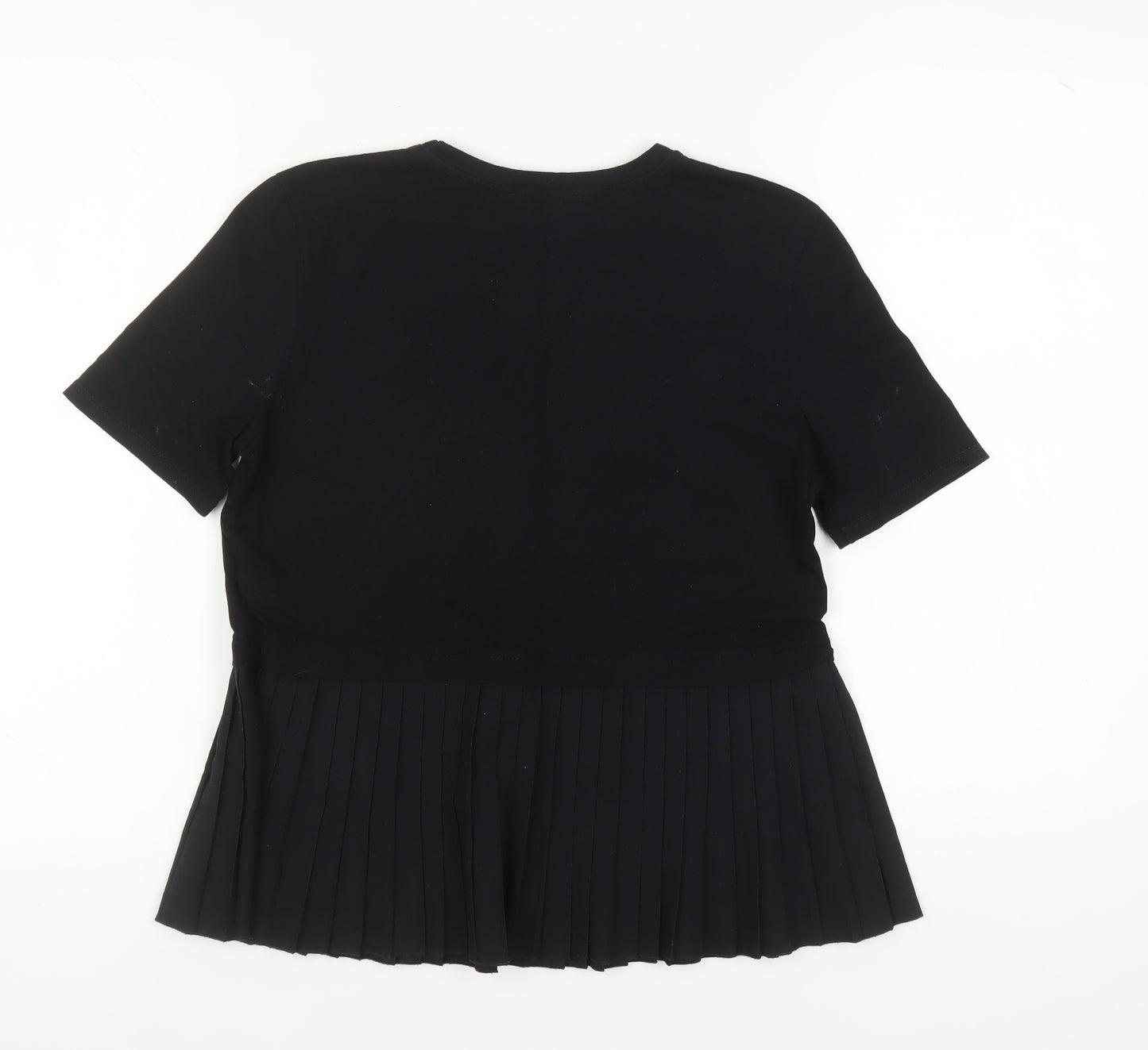 Zara Women's Black Pleated T-Shirt M