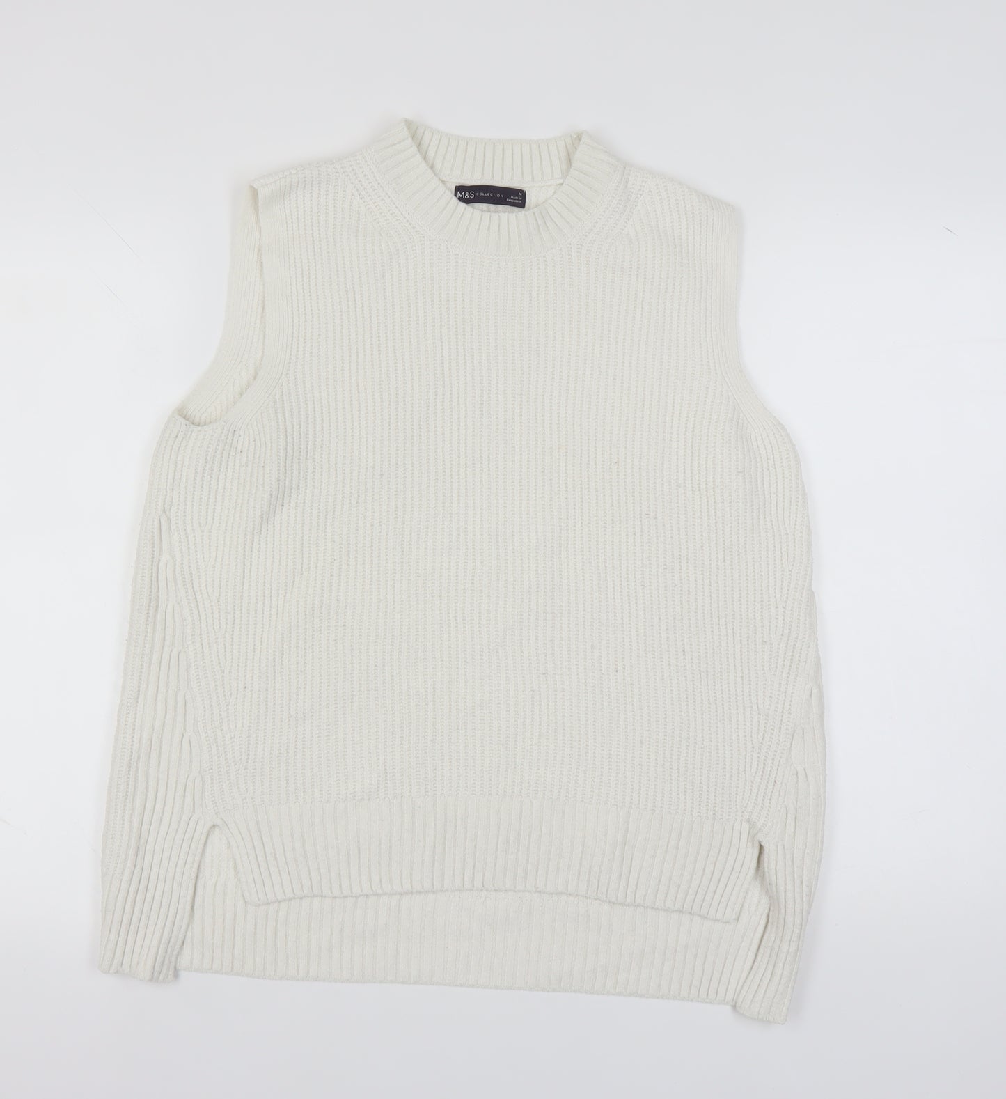 Marks and Spencer Women Ivory Vest M Knit Jumper