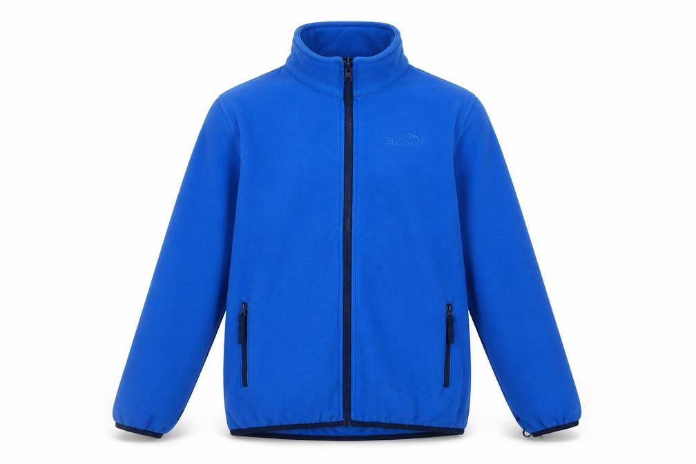 Front view of Peter Storm boys’ blue fleece jacket, size 13, full zip