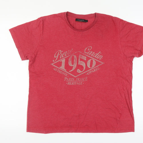 Pierre Cardin Men’s Red Retro Graphic T-Shirt L