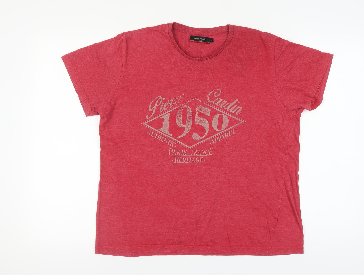 Pierre Cardin Men’s Red Retro Graphic T-Shirt L