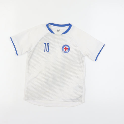 H&M Boys White Football Jersey, 4-5 Years, Short Sleeve