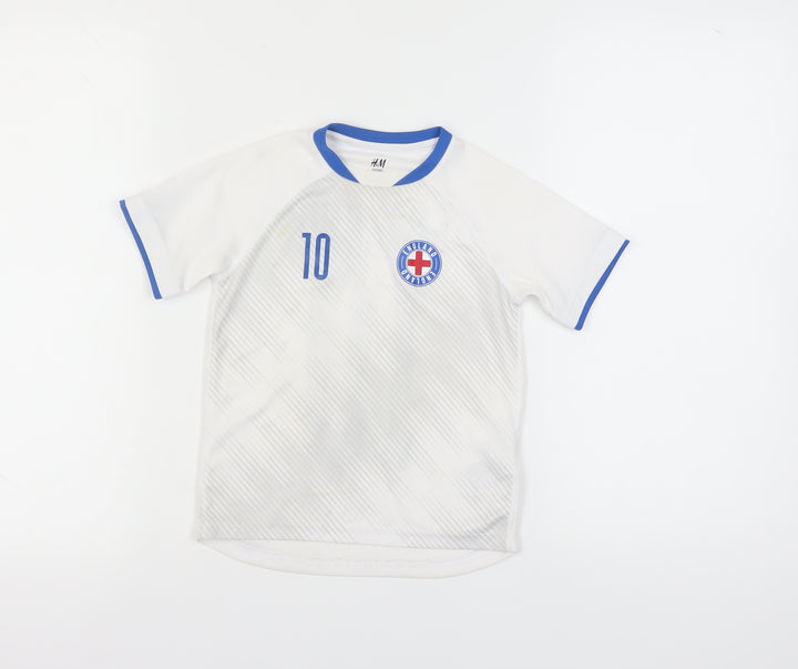 H&M Boys White Football Jersey, 4-5 Years, Short Sleeve