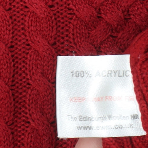 ISLE Women's Red Cable-Knit Mock Neck Jumper M