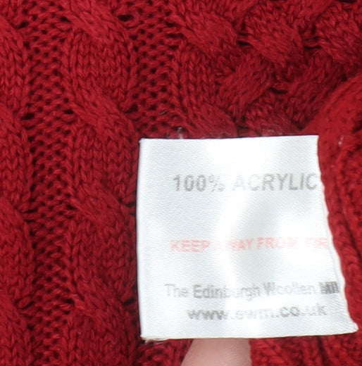 ISLE Women's Red Cable-Knit Mock Neck Jumper M