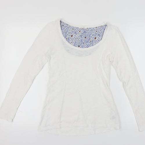 White Stuff Women's White Size 8 Scoop Neck T-Shirt