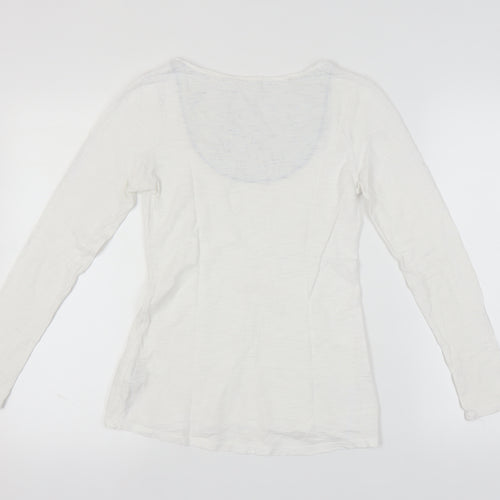 White Stuff Women's White Size 8 Scoop Neck T-Shirt