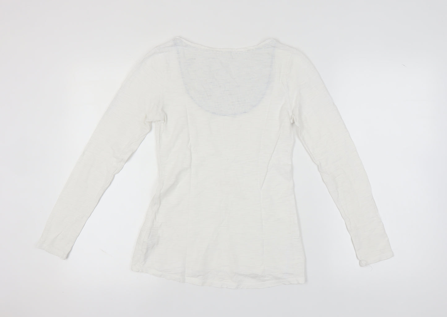 White Stuff Women's White Size 8 Scoop Neck T-Shirt