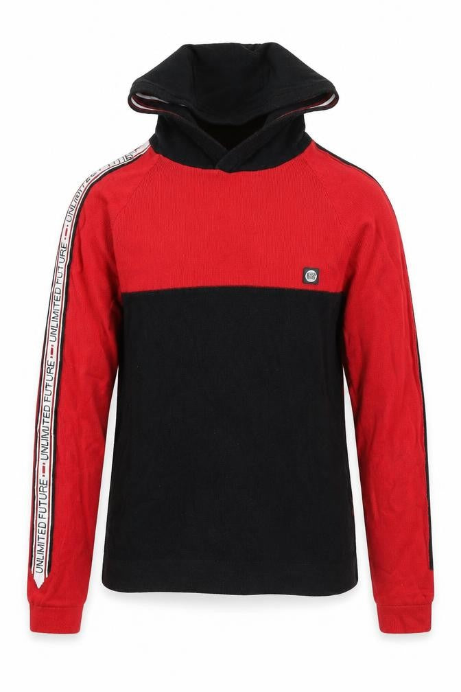 Front view of Next boys’ red & black pullover hoodie - 11-12 years