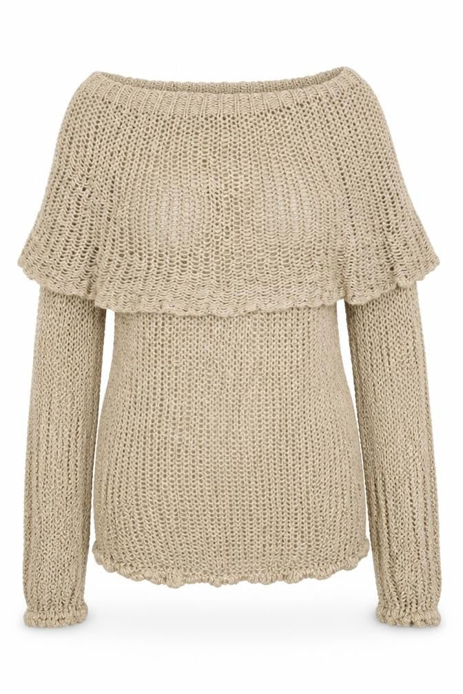 Front view of Joule Women's Beige Open-Knit jumper -, size S