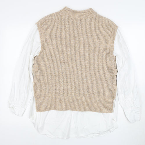 River Island Women's Beige Mock Neck Vest, Size 12