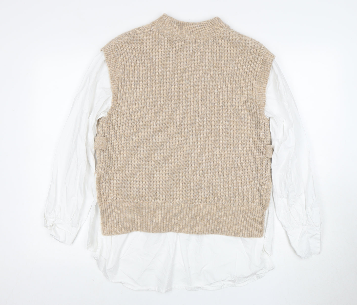 River Island Women's Beige Mock Neck Vest, Size 12