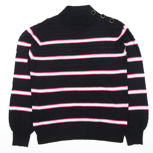 Next Women’s Black Striped High Neck Jumper, Size 10