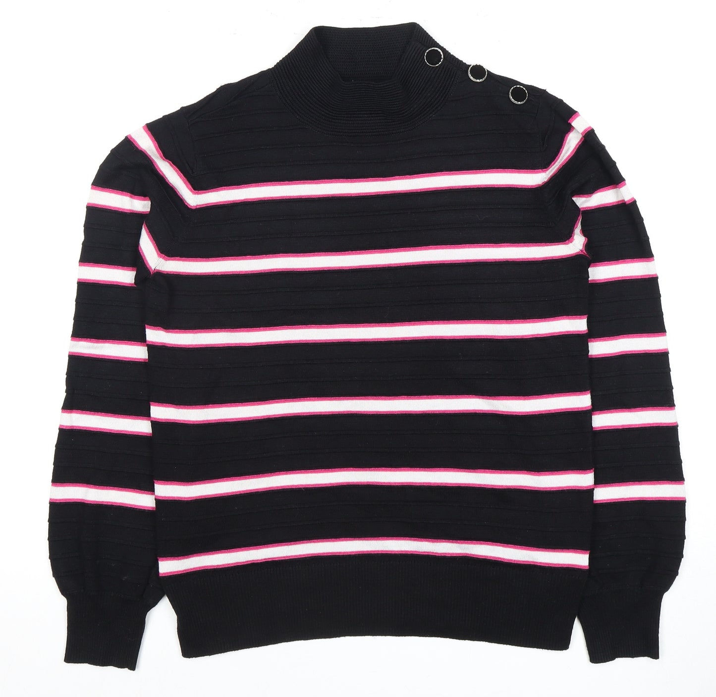 Next Women’s Black Striped High Neck Jumper, Size 10